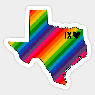 USA States: Texas (rainbow) Sticker